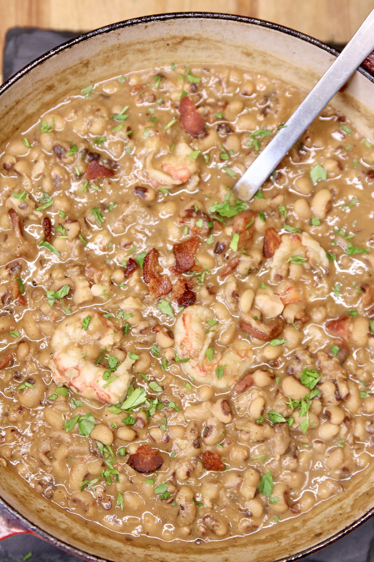 Black Eyed Peas with shrimp and bacon