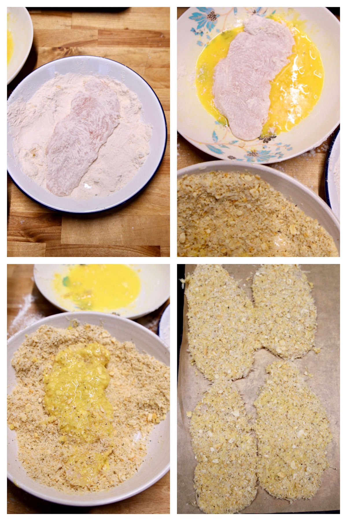 step by step breading parmesan chicken