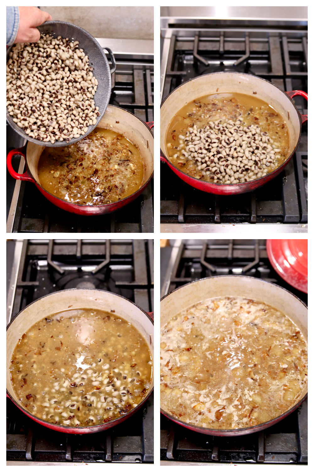 collage making black eyed peas with chicken broth