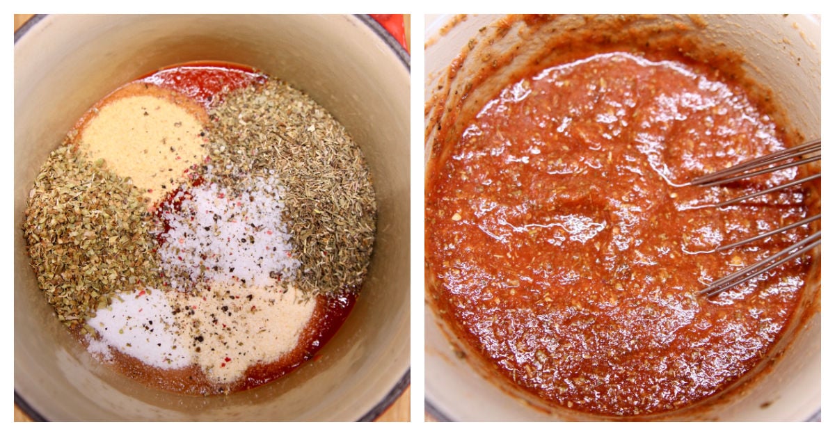 quick marinara sauce collage