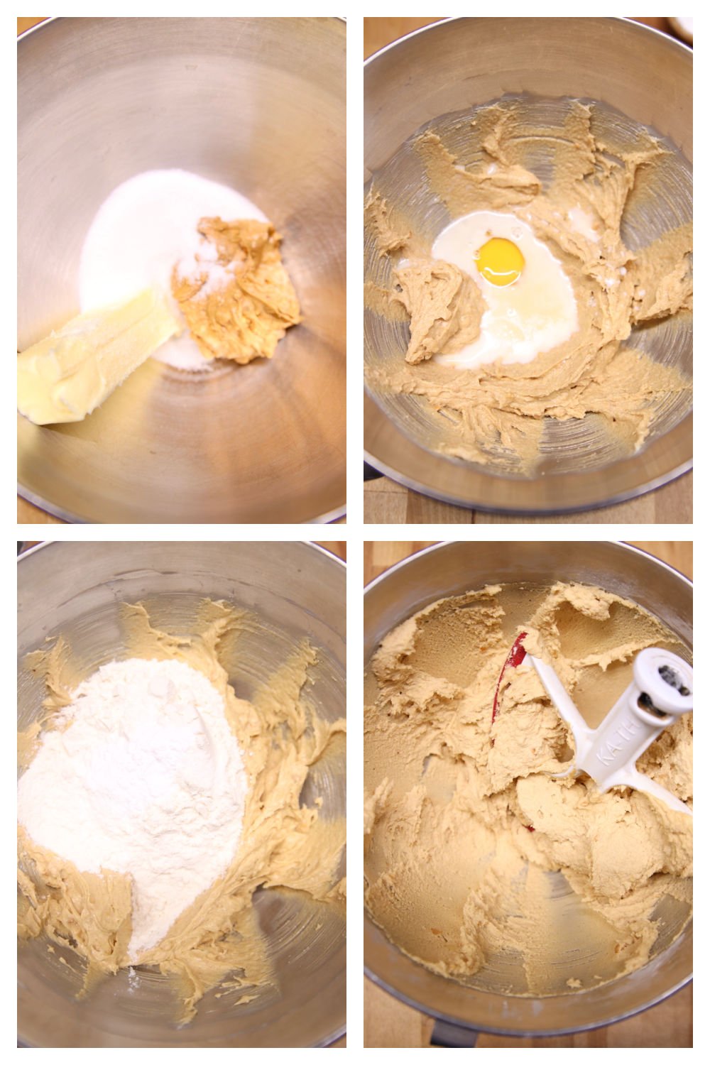 step by step making peanut butter cookie dough