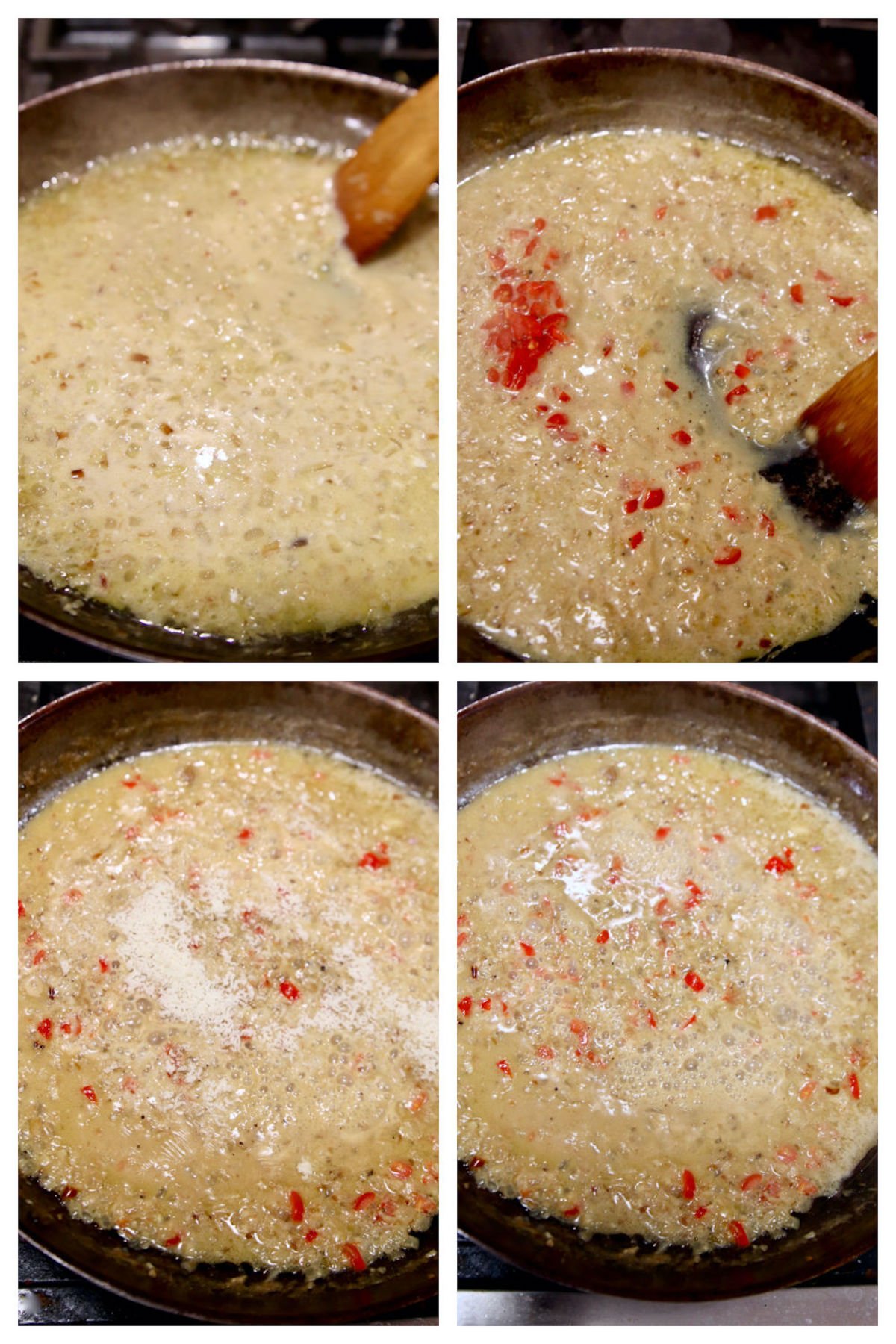 making white clam sauce collage