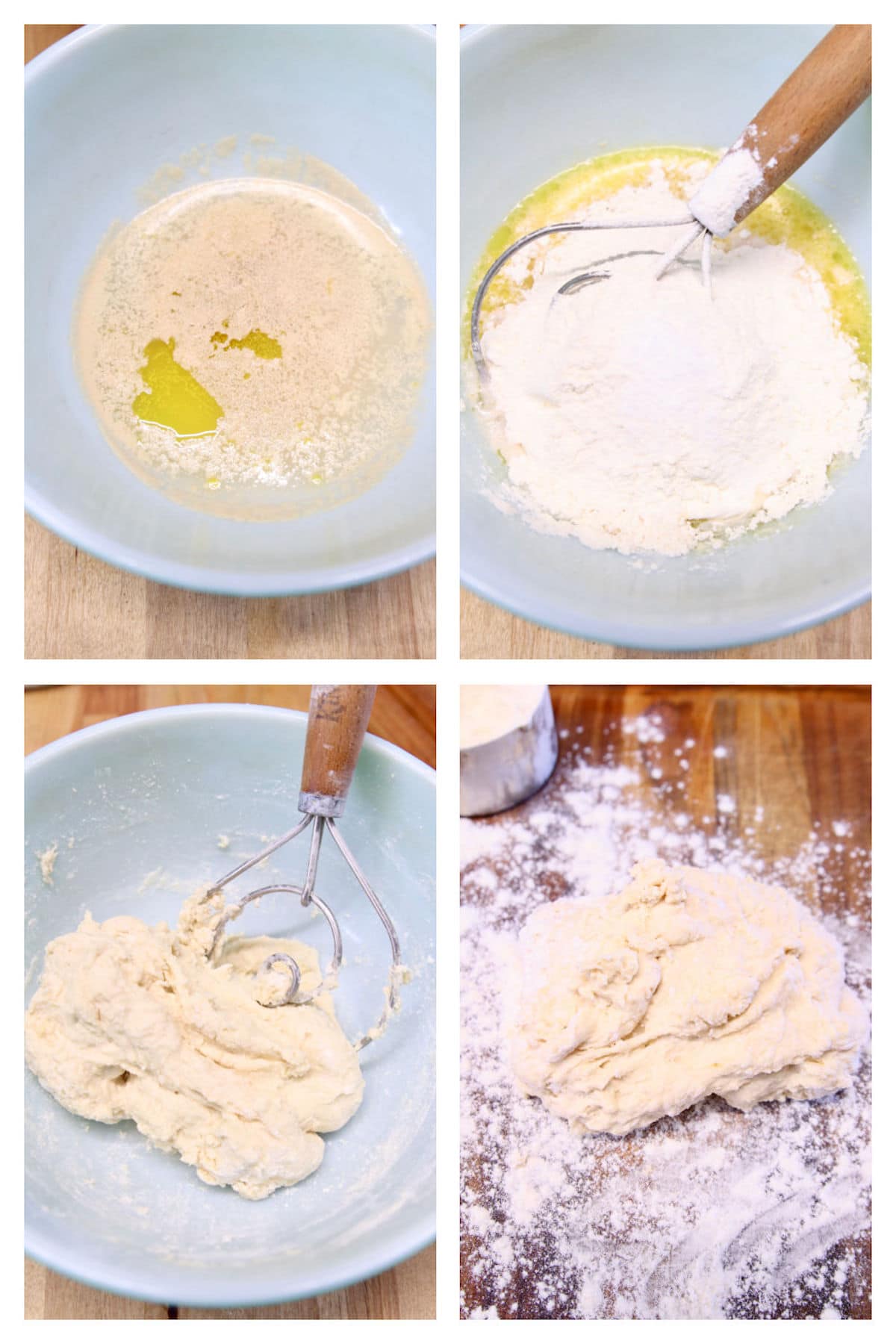 collage making homemade pretzel dough.