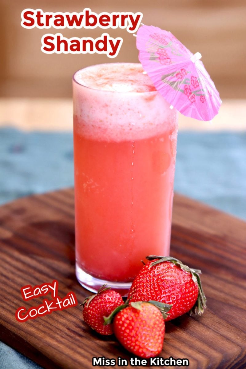 Strawberry Shandy Cocktail - text overlay