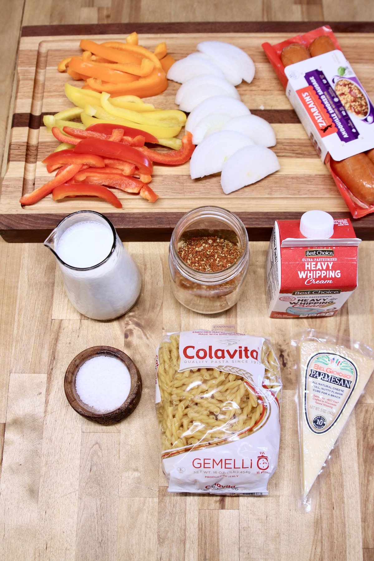 Ingredients for Creamy Cajun Sausage Pasta