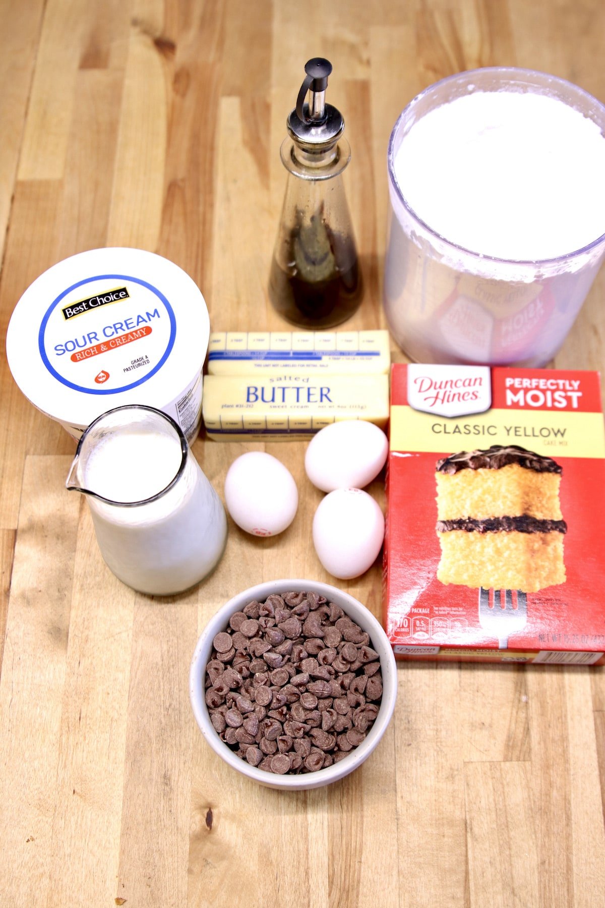 Ingredients for Marble Sheet Cake and Chocolate Sour Cream Frosting