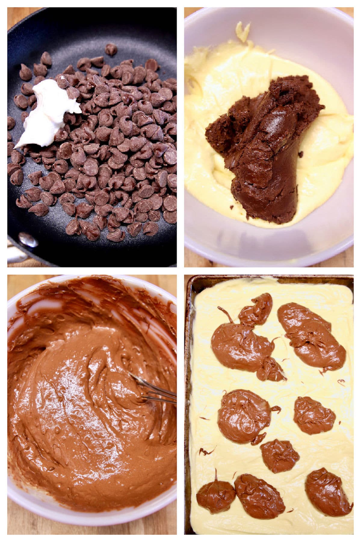 making chocolate marble for cake.