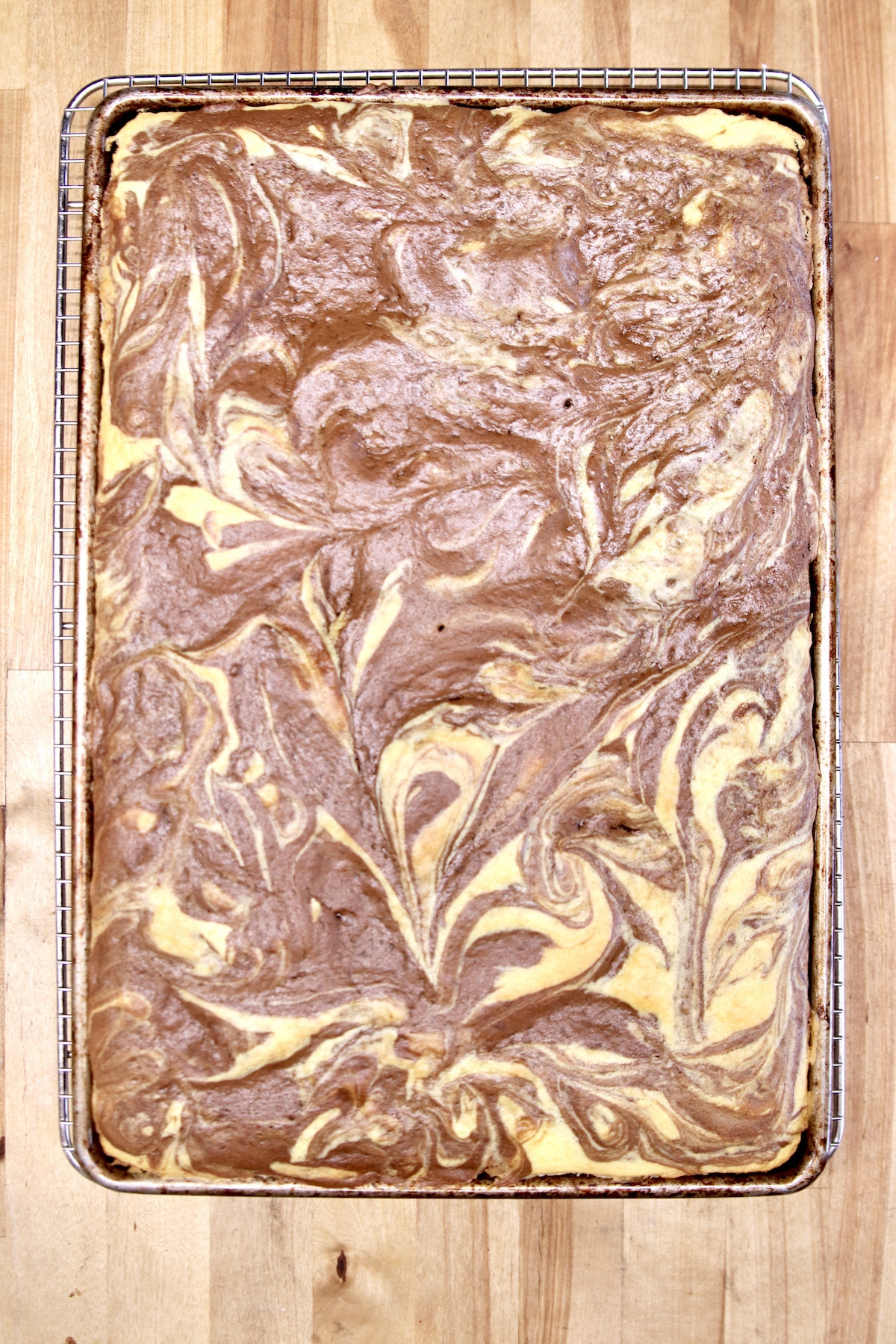 baked sheet cake - chocolate marble.