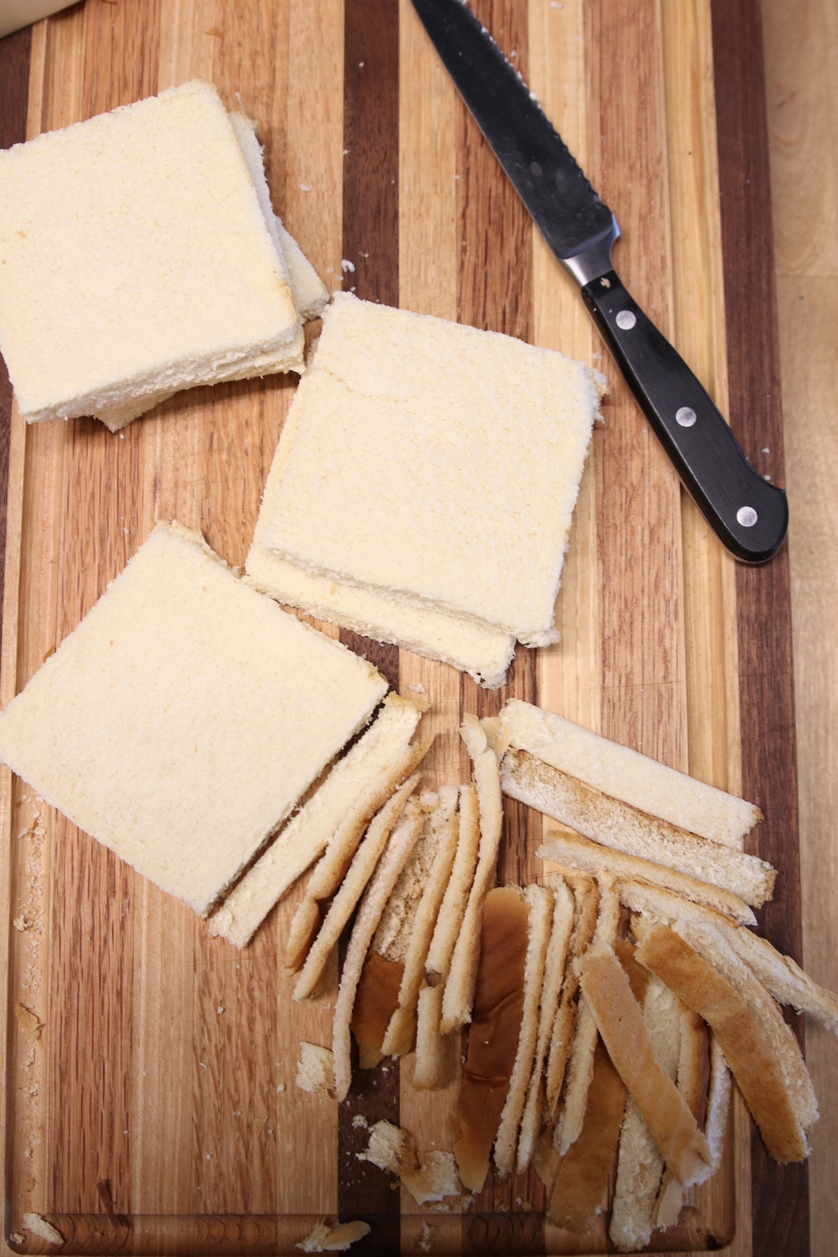 bread slices with crust removed. 