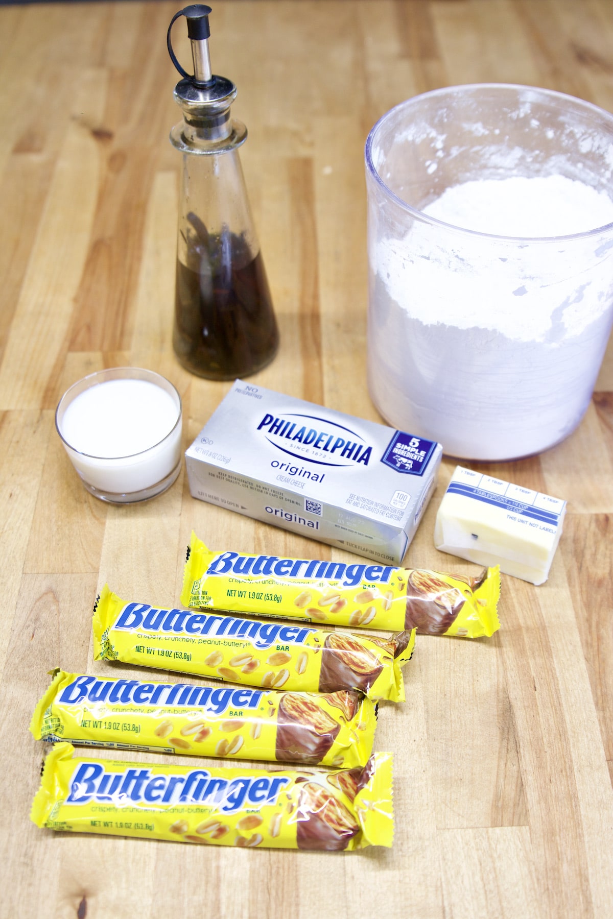 Ingredients for Butterfinger Frosting.