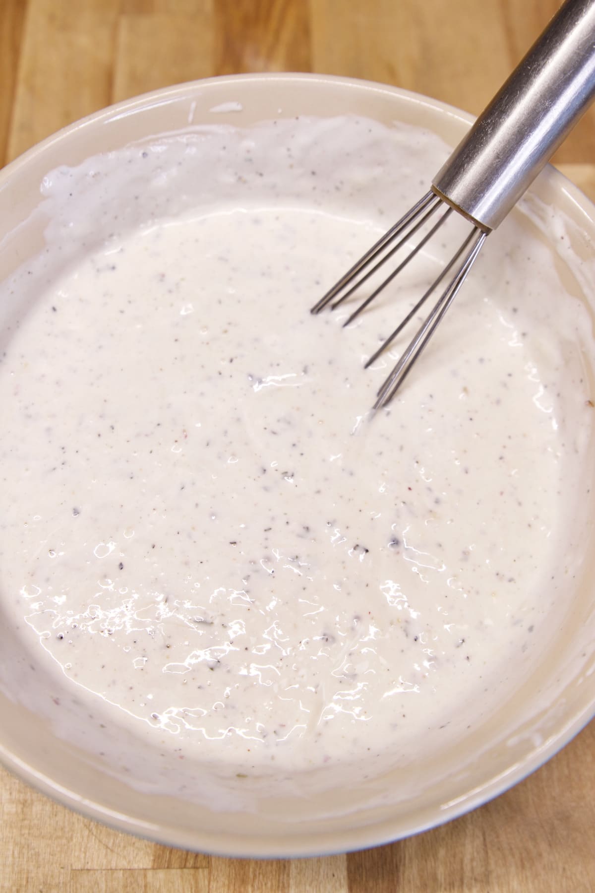 whisk in a bowl of ranch dressing.