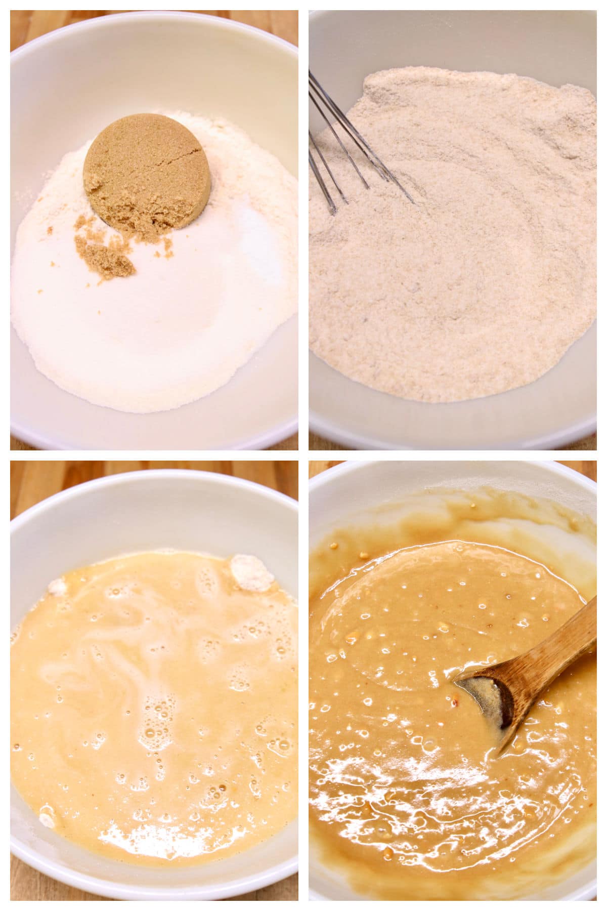 Collage making peanut butter sheet cake batter.