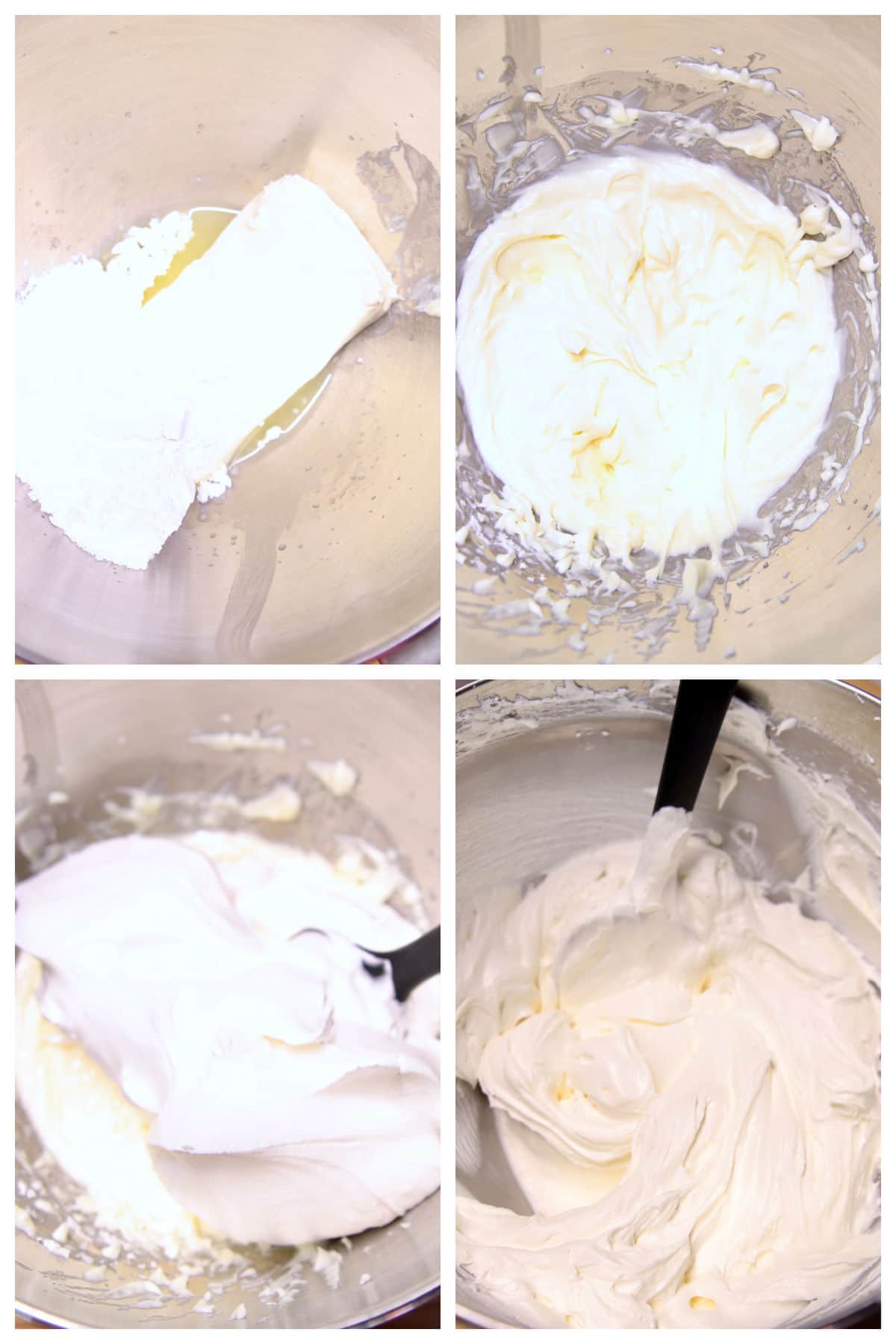 Collage making cheesecake filling for icebox cake.