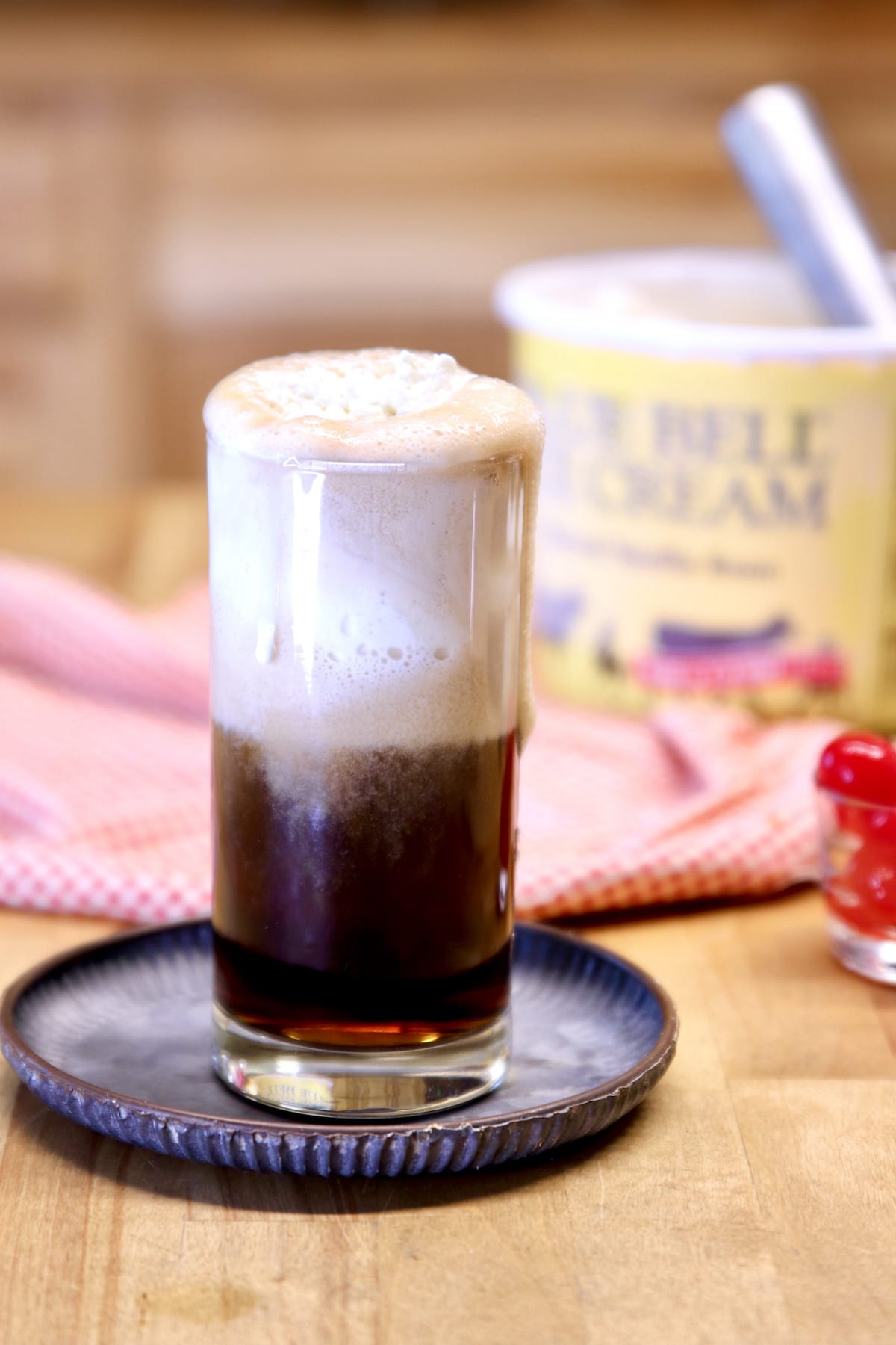 Ice cream float with Coke and rum.