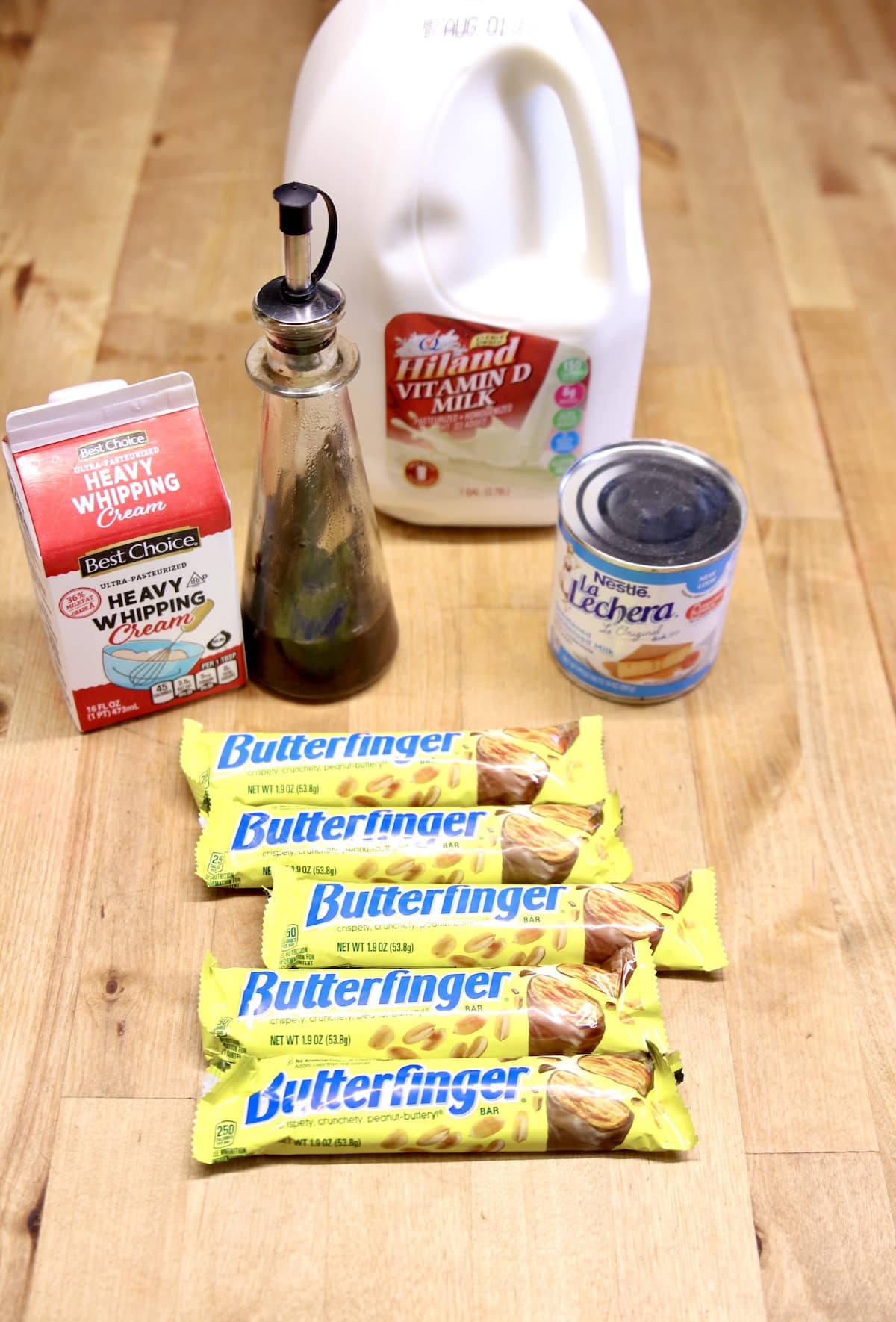 Ingredients for Butterfinger Ice Cream