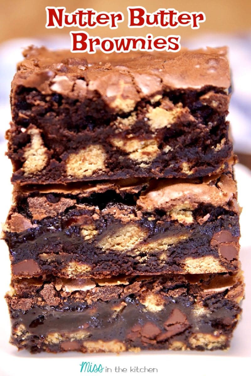 Nutter Butter Brownies stacked.