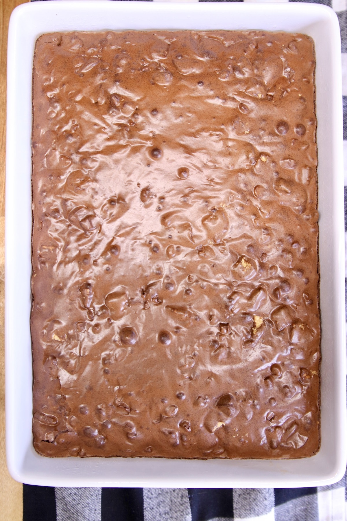 Brownies in a pan. 
