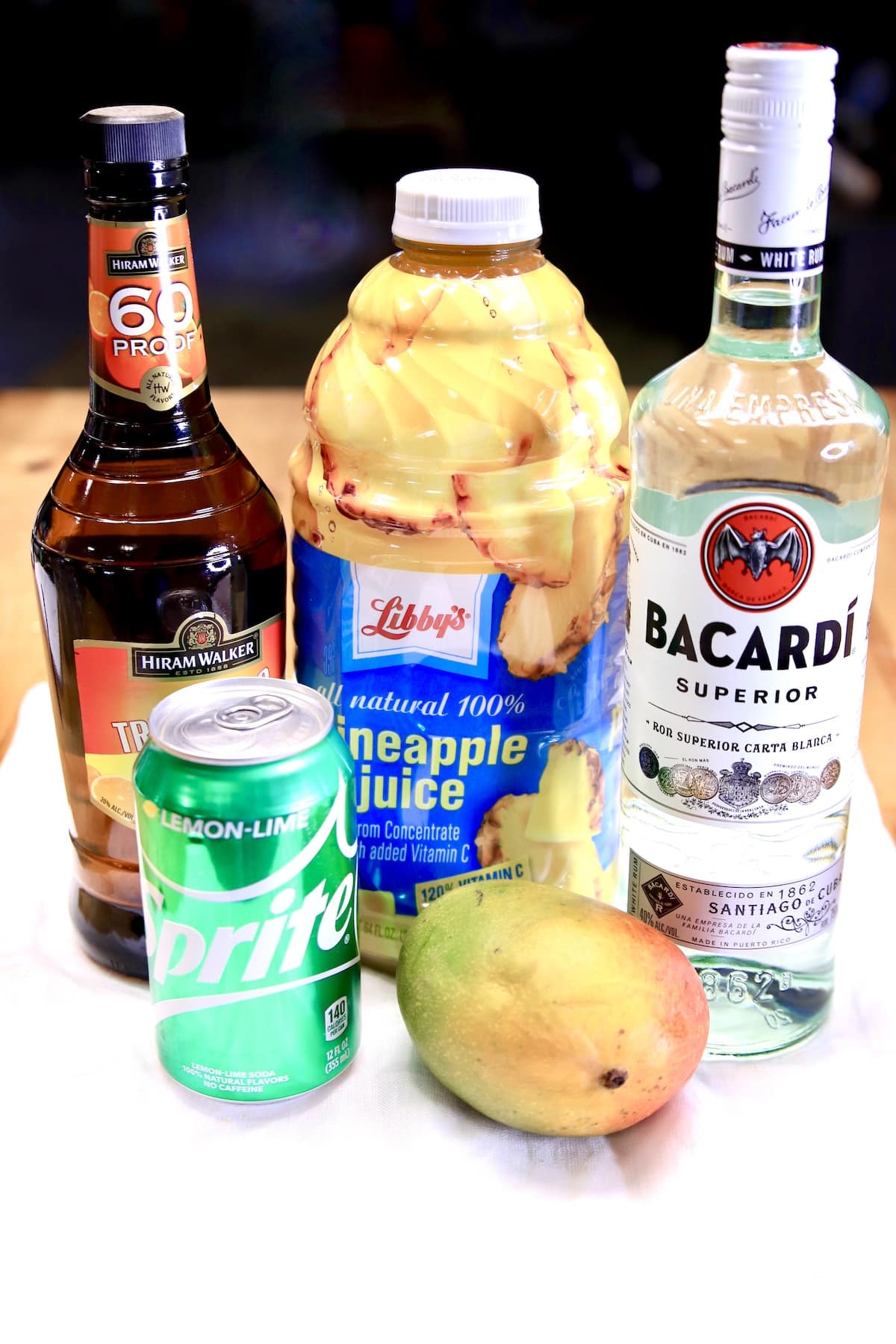 Ingredients for pineapple mango cocktails.