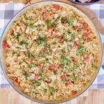 Spanish Chicken and Rice in a large casserole.