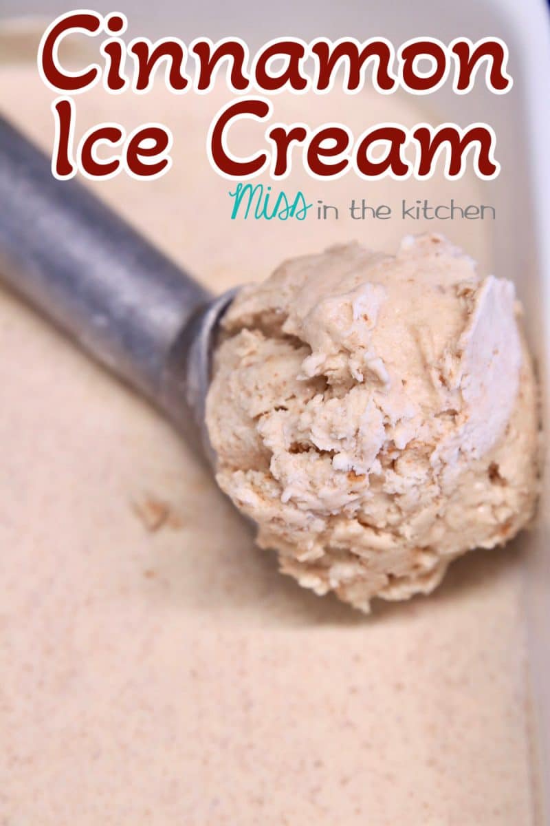 Cinnamon Ice Cream in a scoop- text overlay.