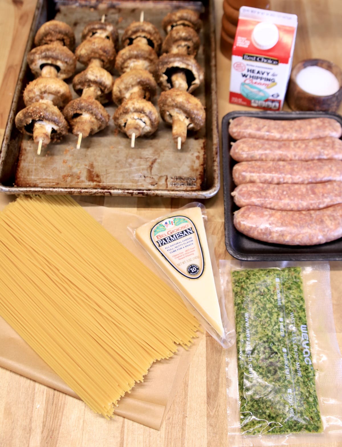 Ingredients for Pesto Sausage Pasta
