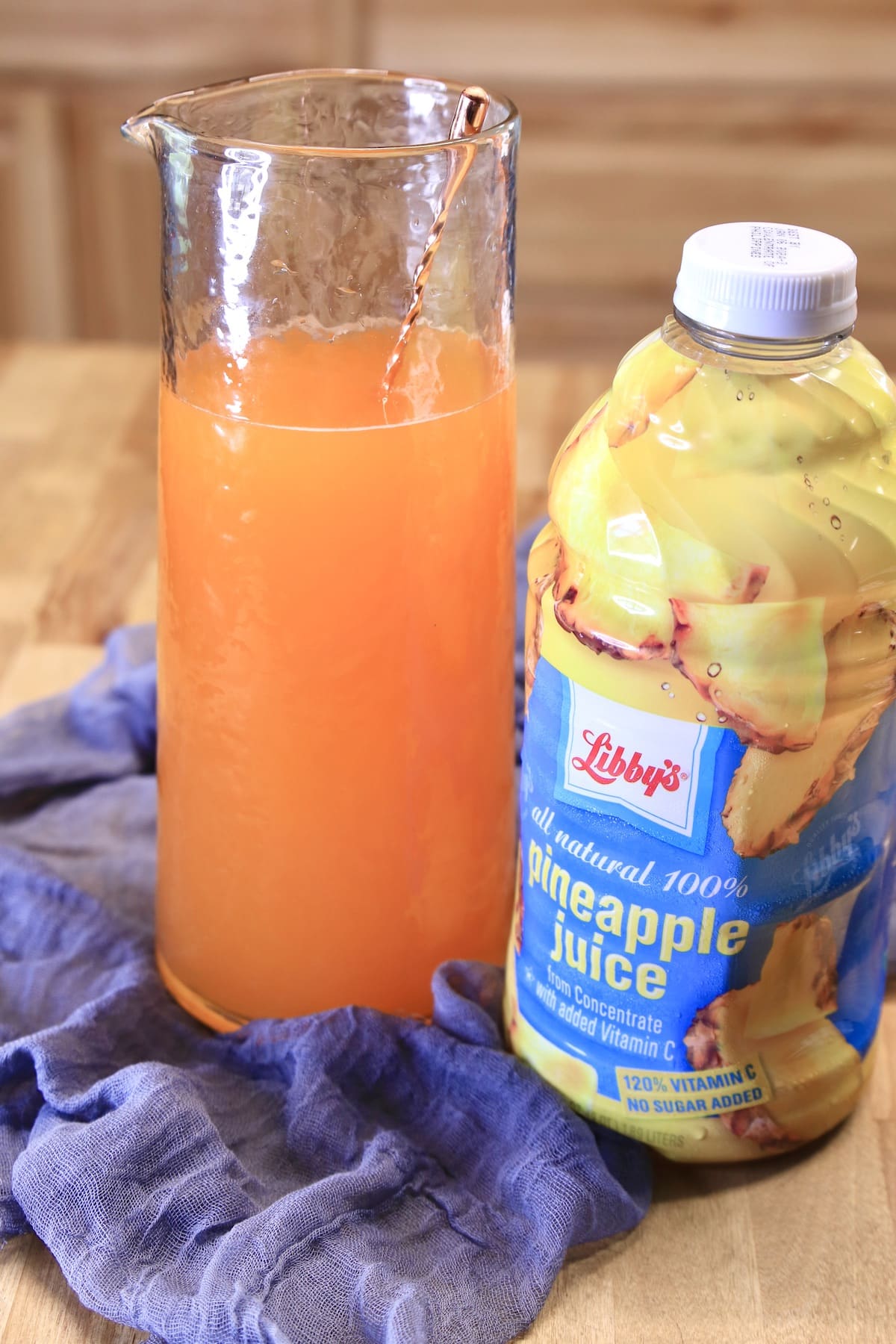 Pineapple juice with orange punch.