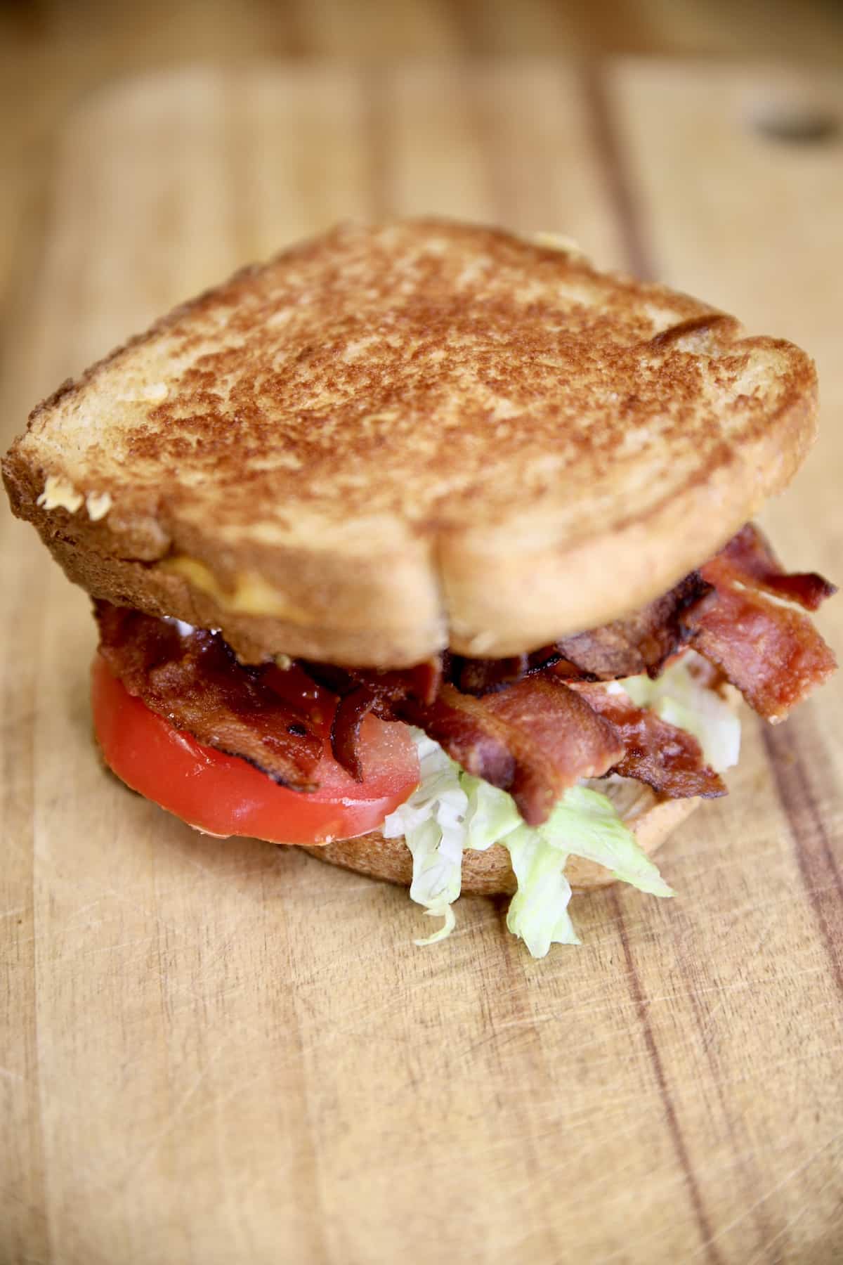 Grilled cheese stacked on a BLT.