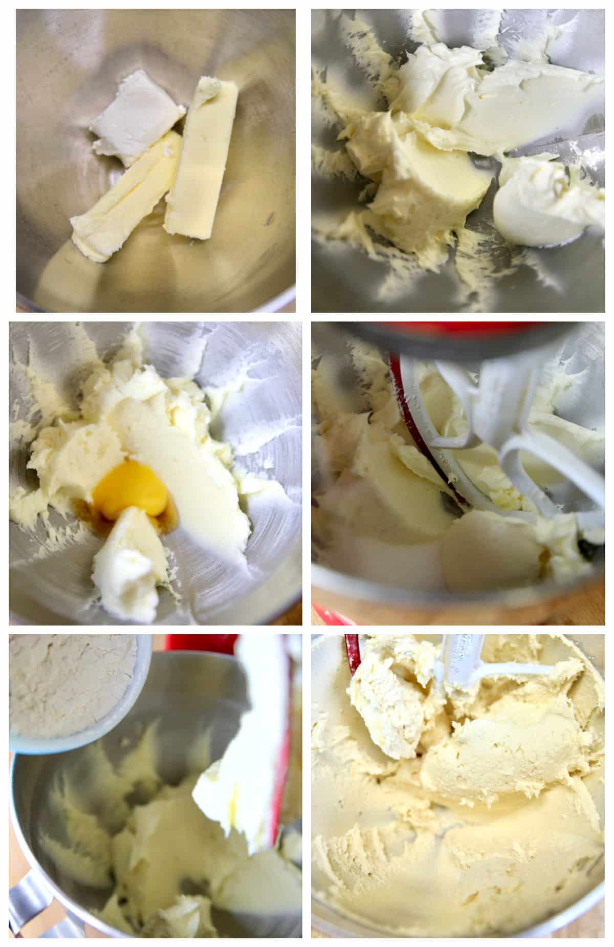 Collage making cream cheese spritz cookie dough.