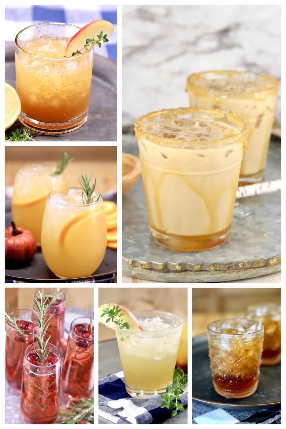 Collage of fall cocktails.