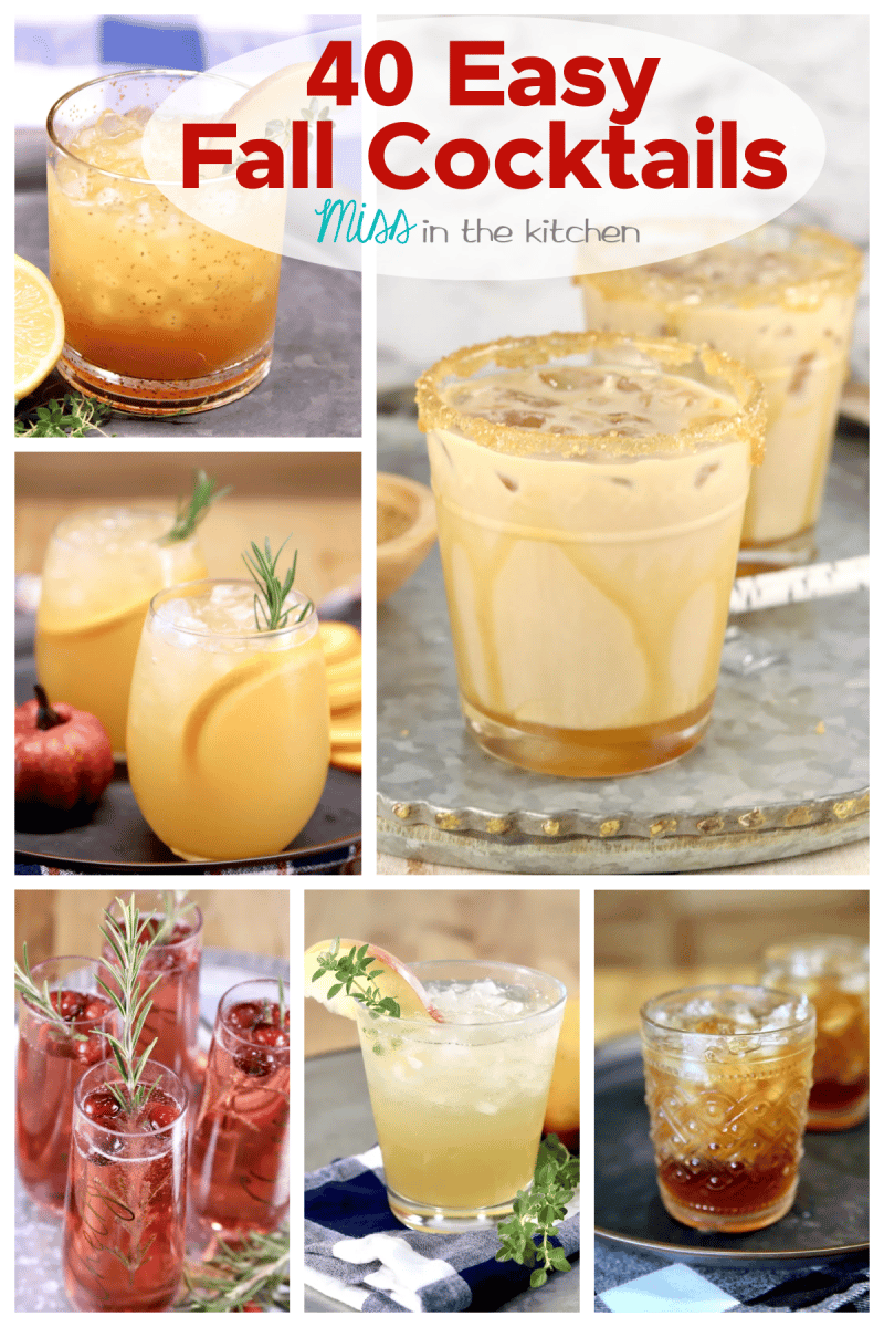 Collage of cocktails for fall, text overlay.