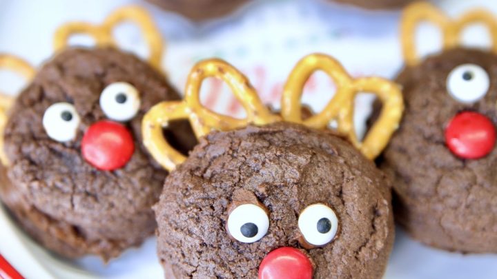 Reindeer Cake Mix Cookies on a plate.
