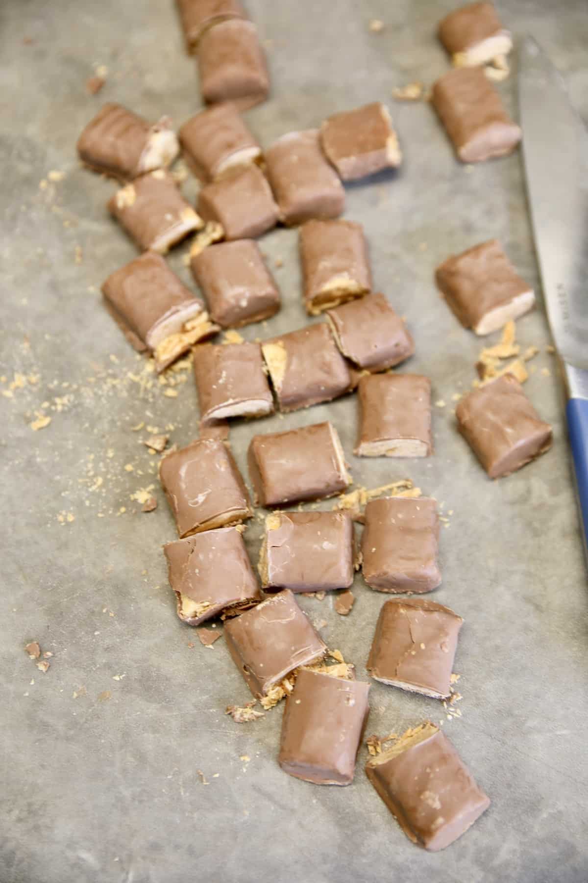 Chopped Butterfinger fun size candy bars.
