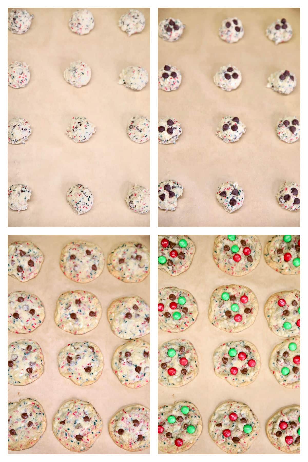 Baking chocolate chip cookies collage.