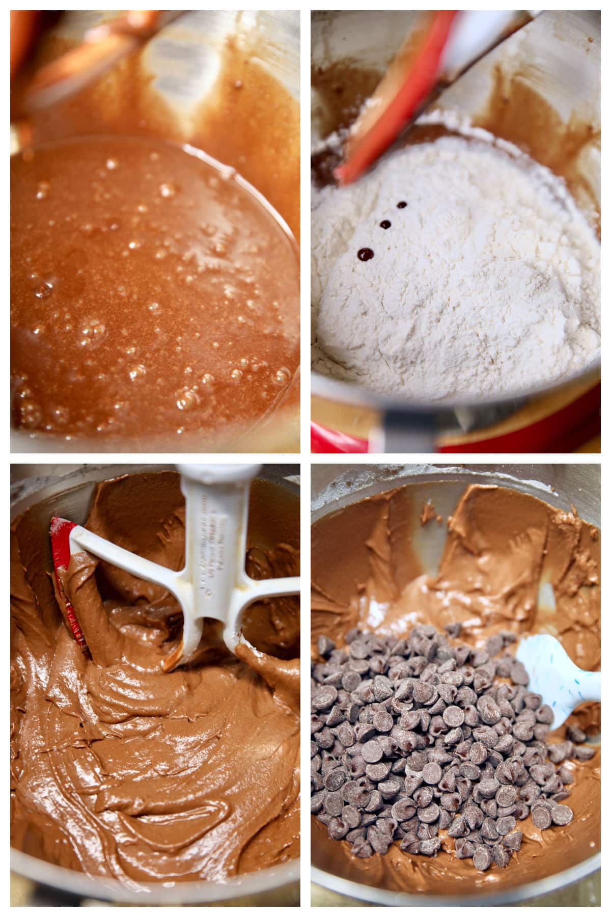 Steps to chocolate crinkle cookie dough.