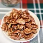 Bowl of candied pecans.