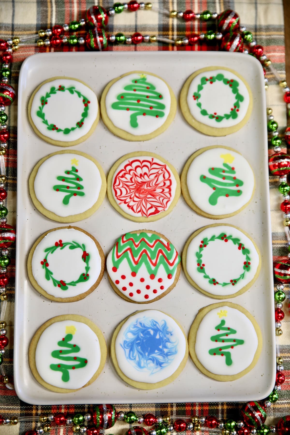 Sugar cookies with decorated royal icing.