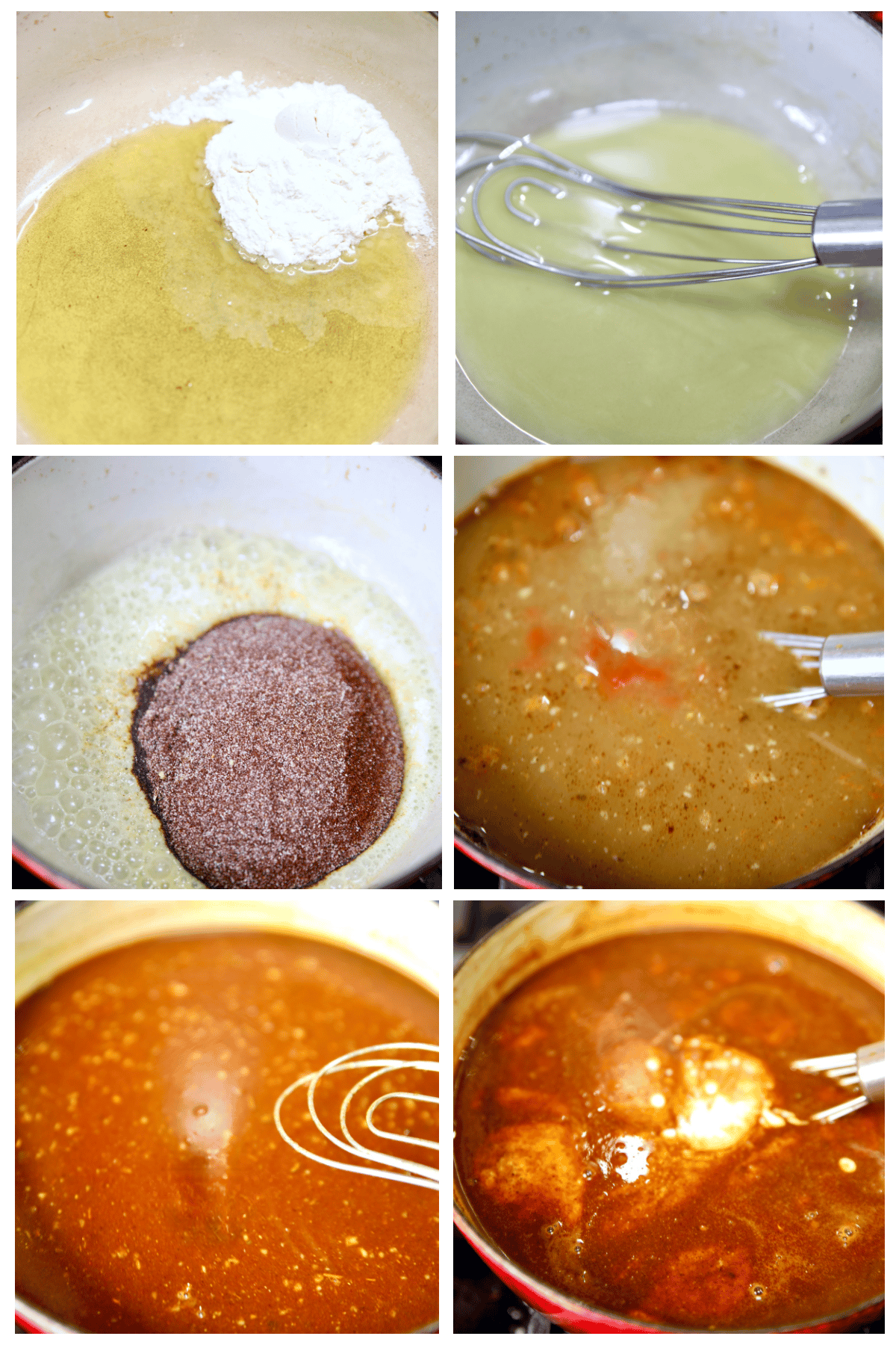 Collage making enchilada sauce.