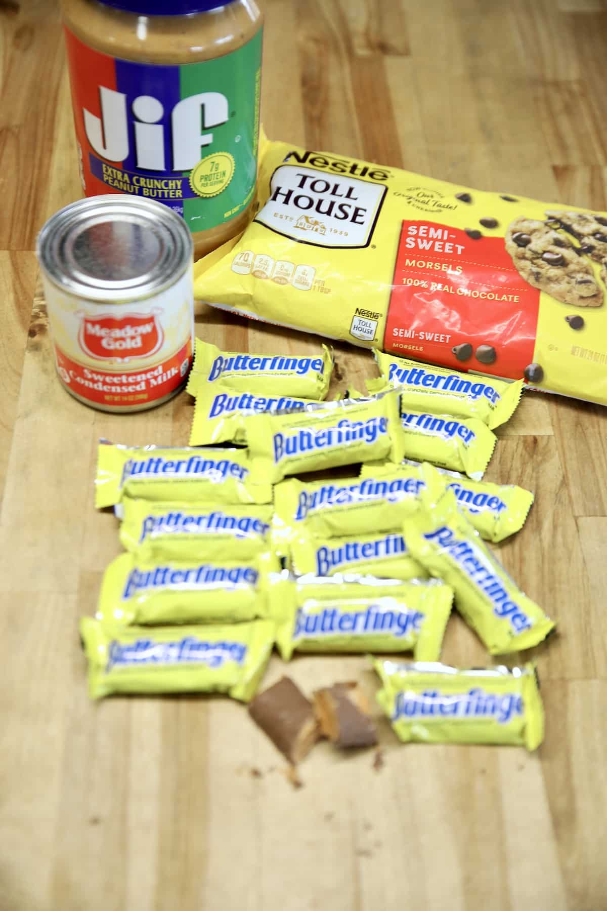 Ingredients for Butterfinger Fudge.