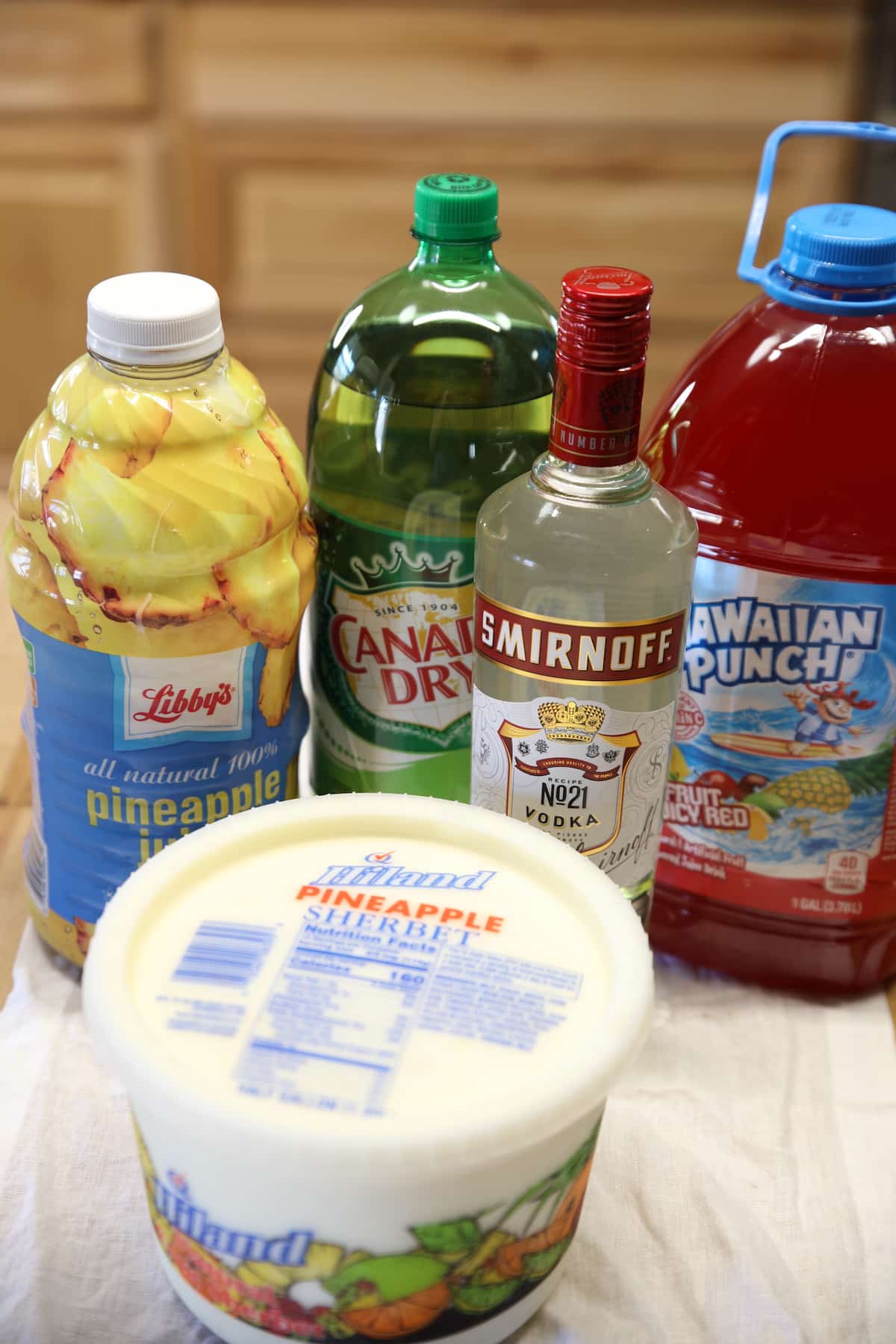 Ingredients for Sherbet punch.