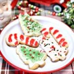 Plate of decorated Christmas cookies.