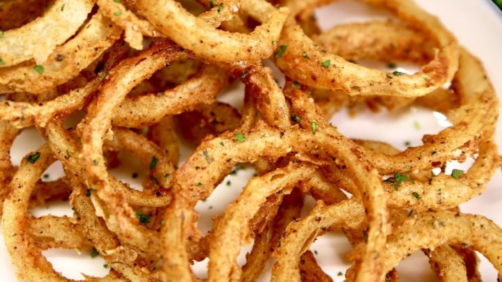 Fried Onion Rings on a platter.