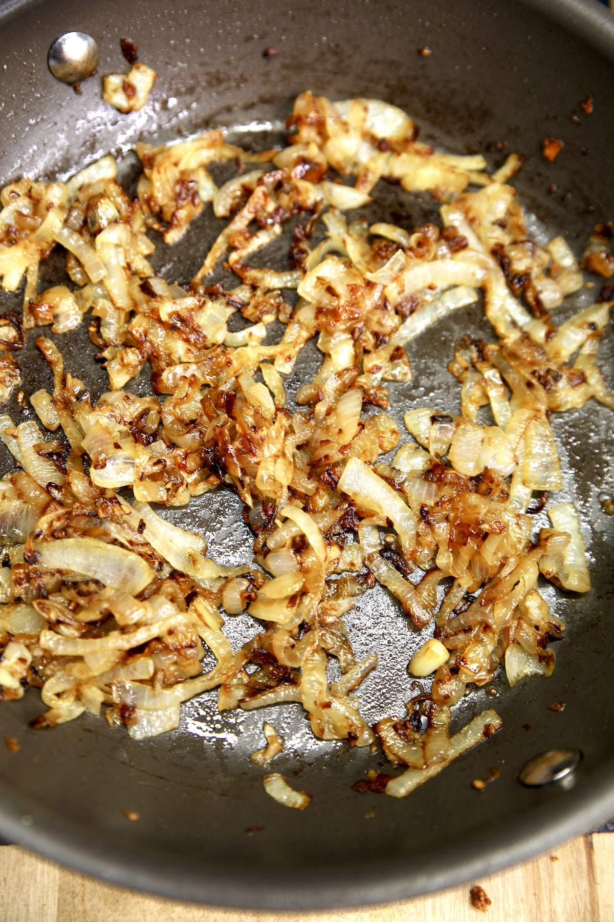 Skillet of caramelized onions.