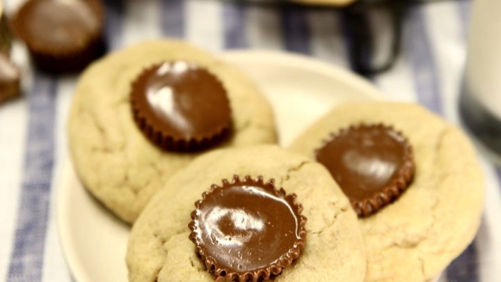 Peanut Butter Cup Cookies on a small plate.