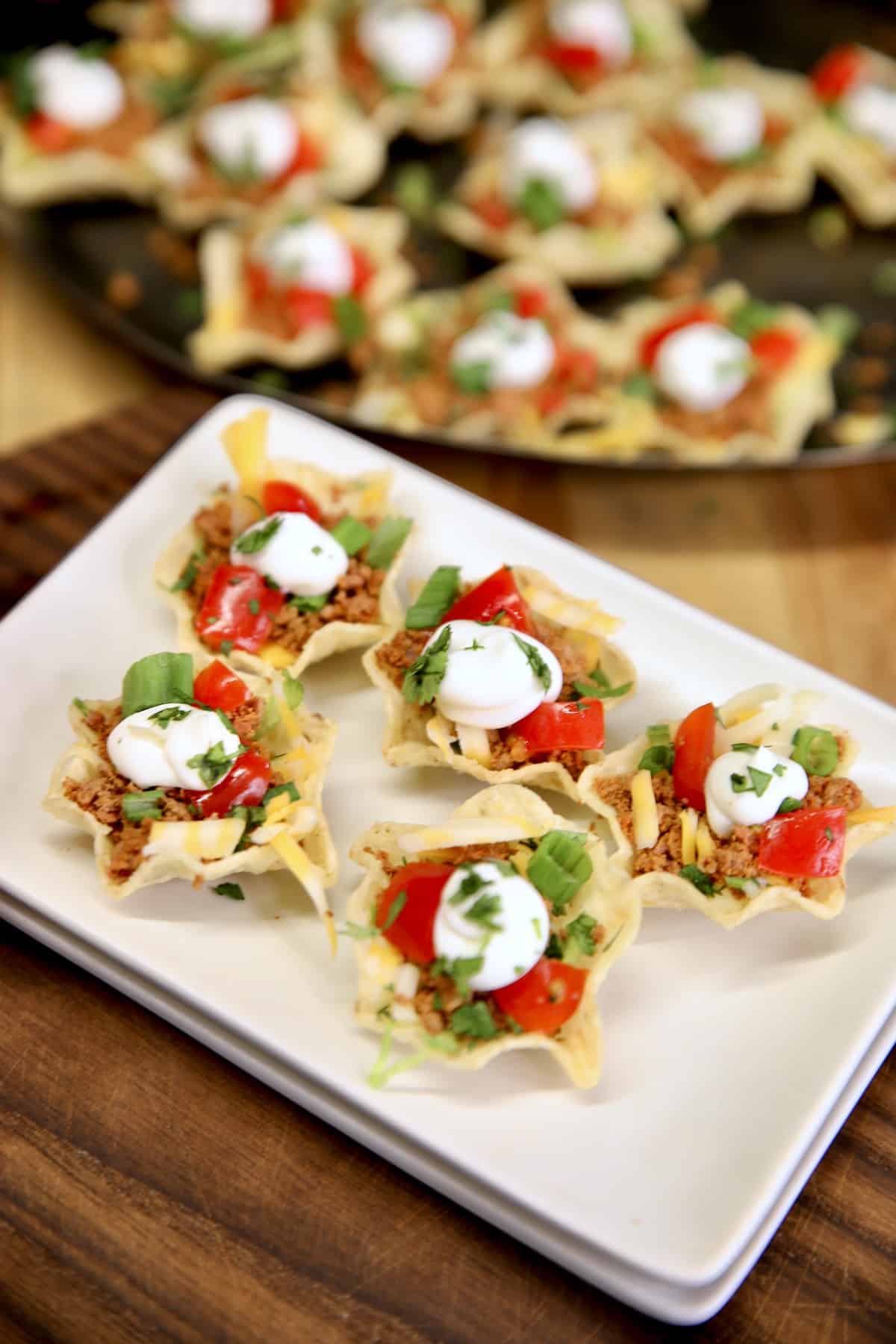 Small plate with taco bites.