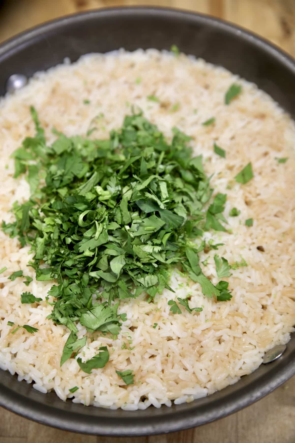 Rice with cilantro.