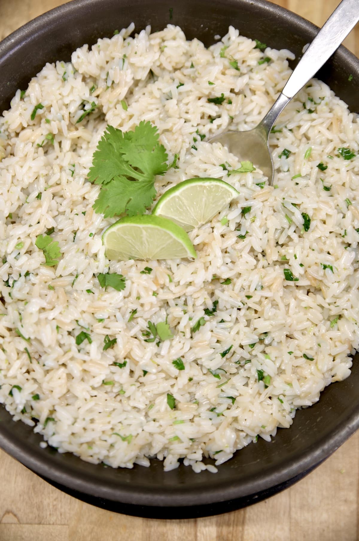 Bowl of cilantro lime rice.