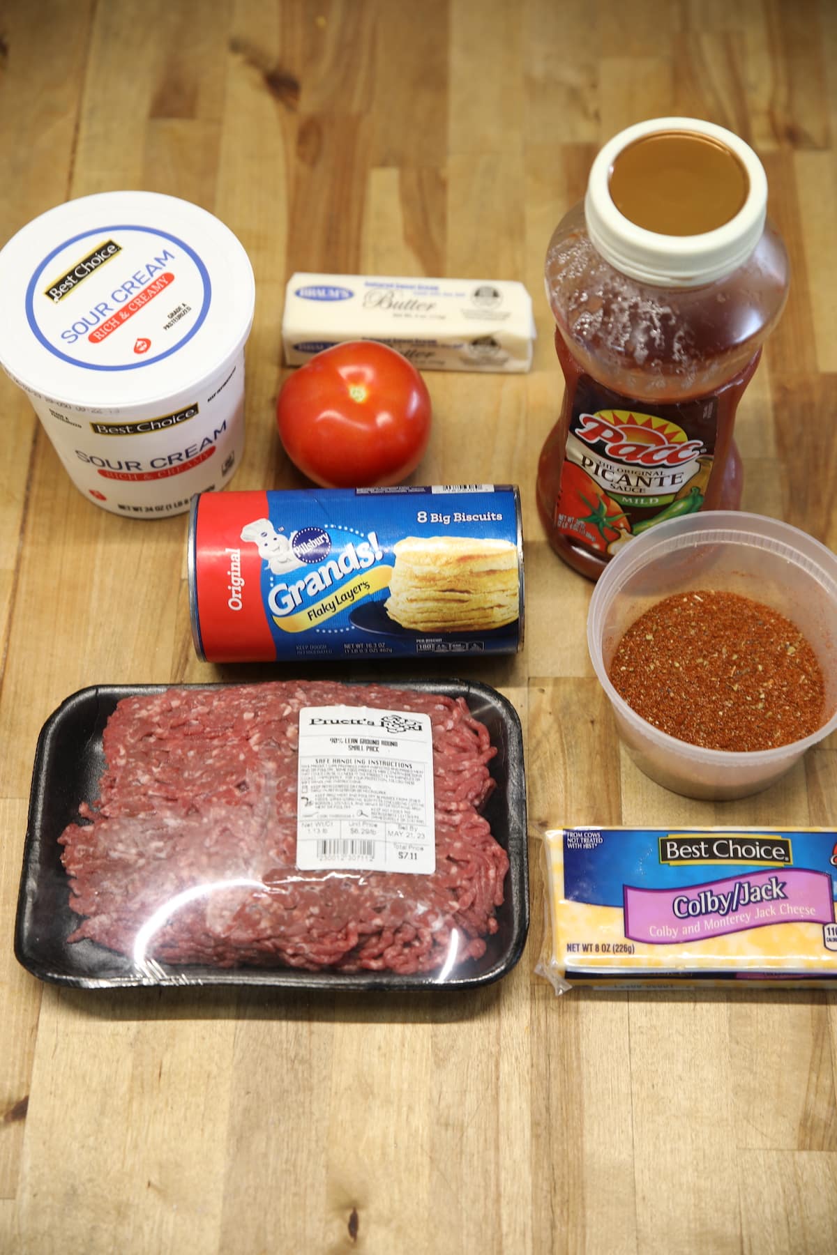 Ingredients for taco bombs. 