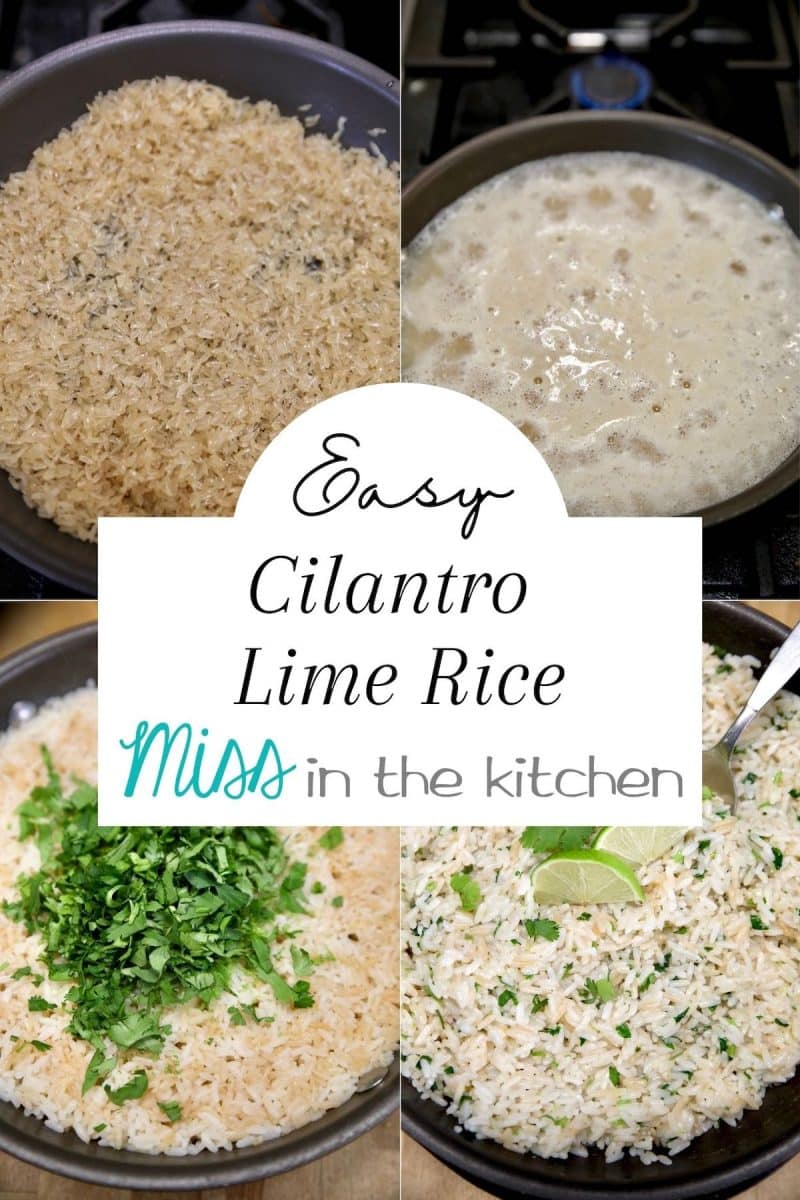Easy Cilantro Lime Rice collage with text overlay.