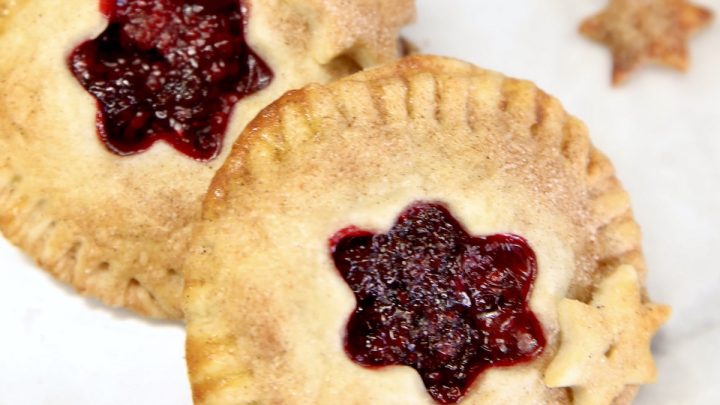 2 Blackberry Hand Pies on a plate.