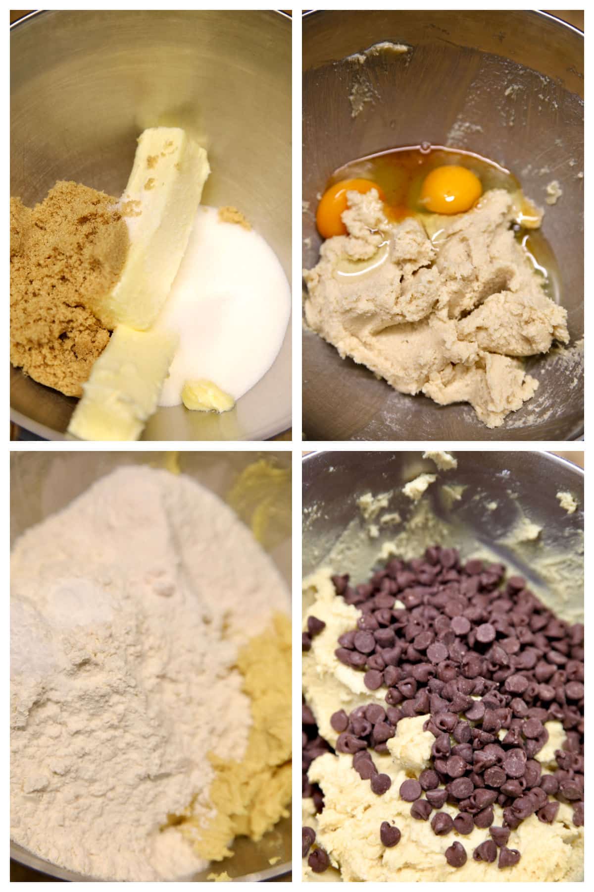 Collage making chocolate chip cookie dough.